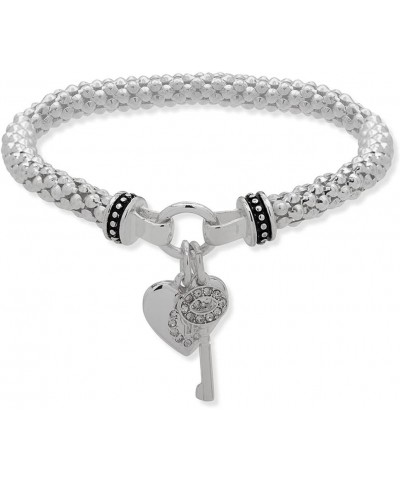 Women's Boxed Silver Heart Key Stretch Bracelet, Size: 0 $10.25 Bracelets