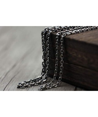 Vintage Black 925 Sterling Silver Anchor Chain Necklace Diamond-cut Cable Link Chain for Men Women 3/4mm 45-80cm 4mm 65.0 Cen...