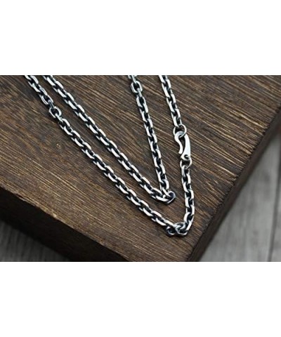 Vintage Black 925 Sterling Silver Anchor Chain Necklace Diamond-cut Cable Link Chain for Men Women 3/4mm 45-80cm 4mm 65.0 Cen...