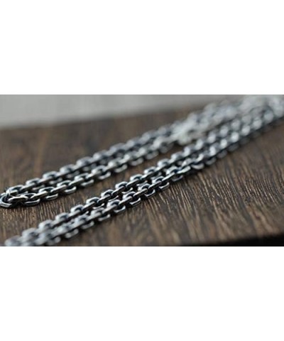 Vintage Black 925 Sterling Silver Anchor Chain Necklace Diamond-cut Cable Link Chain for Men Women 3/4mm 45-80cm 4mm 65.0 Cen...