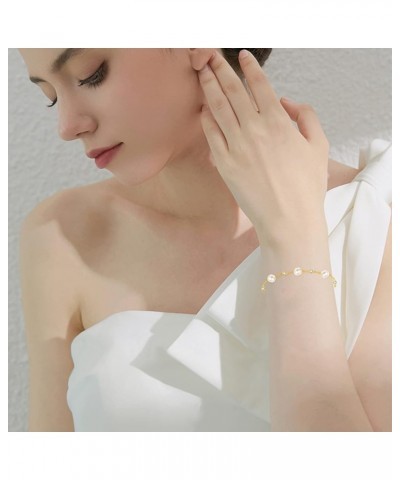 Pearl Bracelet S925 Sterling Silver Pearl Bracelets for Women Pearl Jewelry Gifts for Women Girls with Gift Box Gold $26.65 B...