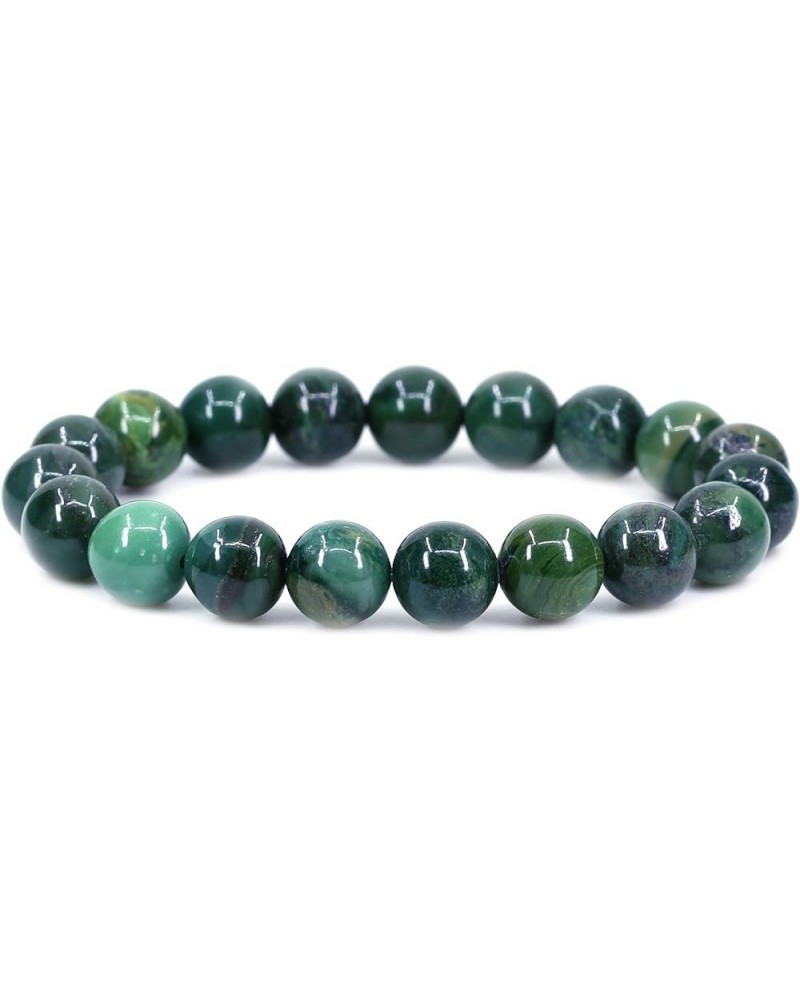 Fashion Crystal Man Women Stretch Bracelet 10mm Round Beads Rock Jasper 7 Inch Unisex Green African Serpentine $8.29 Bracelets