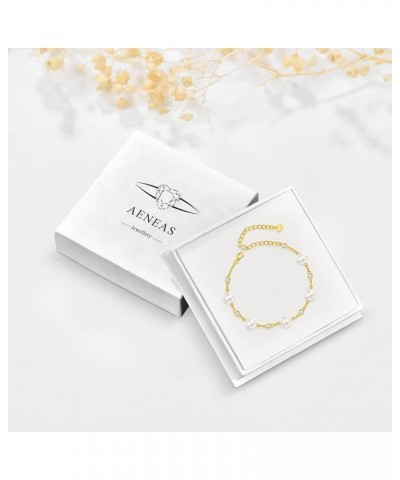 Pearl Bracelet S925 Sterling Silver Pearl Bracelets for Women Pearl Jewelry Gifts for Women Girls with Gift Box Gold $26.65 B...