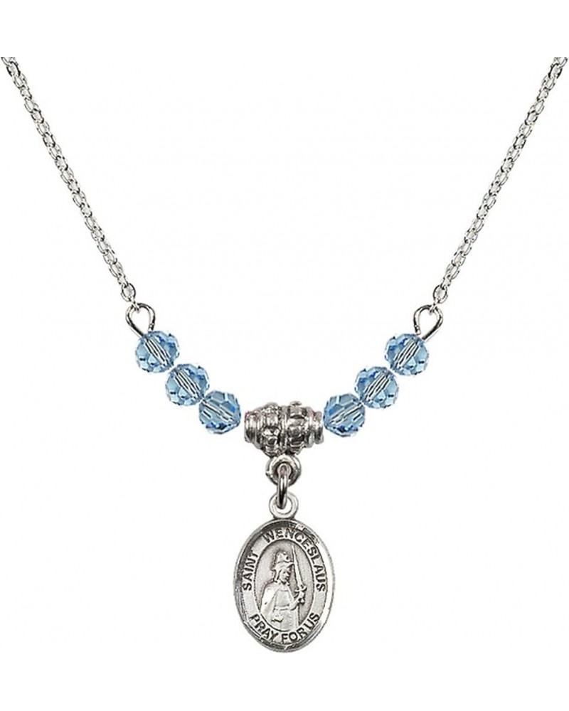 March Birth Month Bead Necklace with Catholic Patron Saint Petite Charm, 18 Inch Saint Wenceslaus $26.60 Necklaces