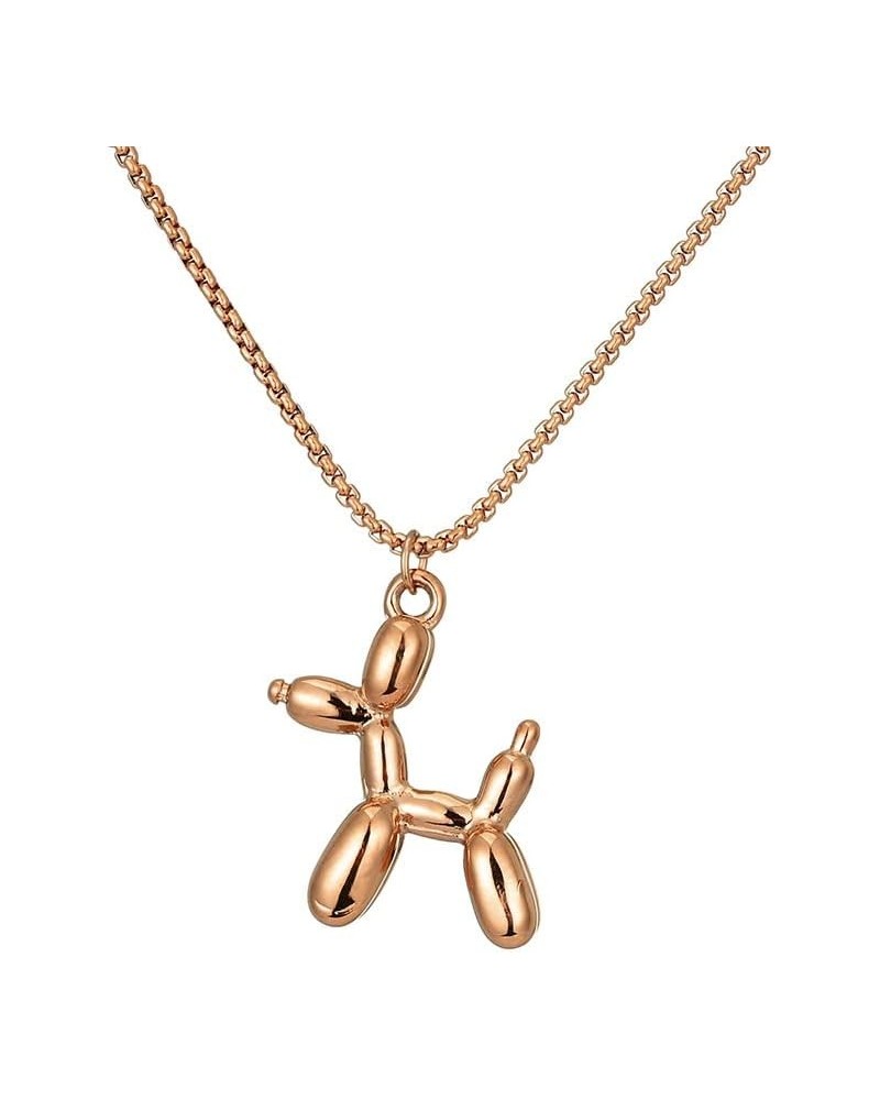 Cute Balloon 3D Poodle Dog Animal Pendant Necklace Jewelry Gifts for Women Men RoseGold $8.99 Necklaces