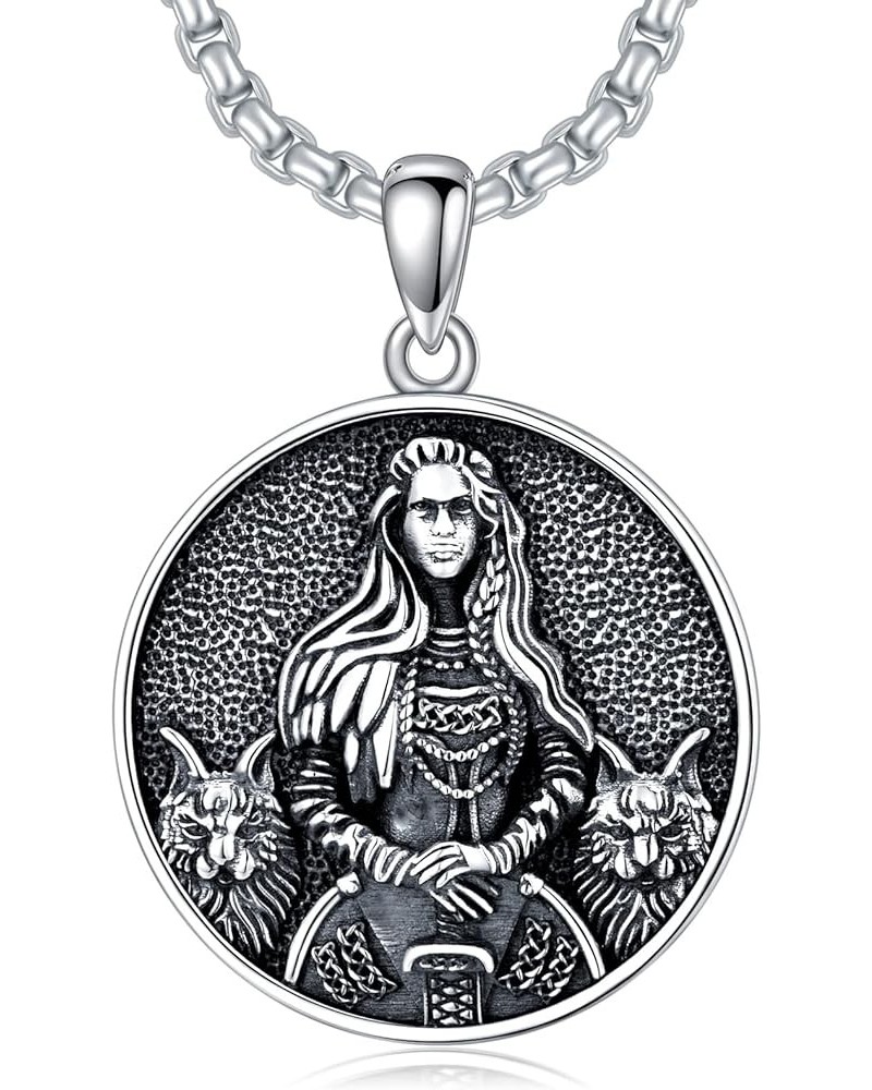 Sterling Silver Viking Necklace Norse Jewelry Gift for Men Women with 2mm 22+2 IN Rolo Chain (with Gift Box) H-Freya $22.94 N...