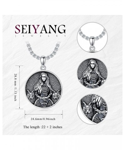 Sterling Silver Viking Necklace Norse Jewelry Gift for Men Women with 2mm 22+2 IN Rolo Chain (with Gift Box) H-Freya $22.94 N...