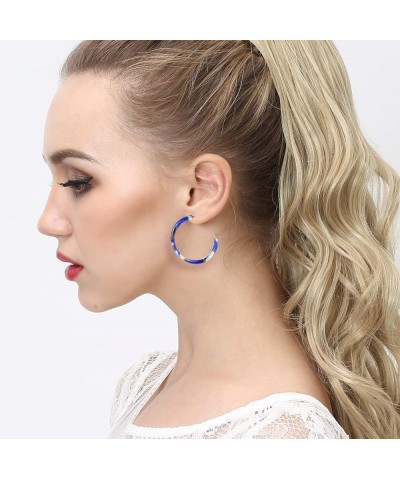 6-12 Pairs Leopard Hoop Earings Lightweight - Bohemia Statement Hoops Acrylic Resin Round Circle Stud Earring Set - Drop Dang...