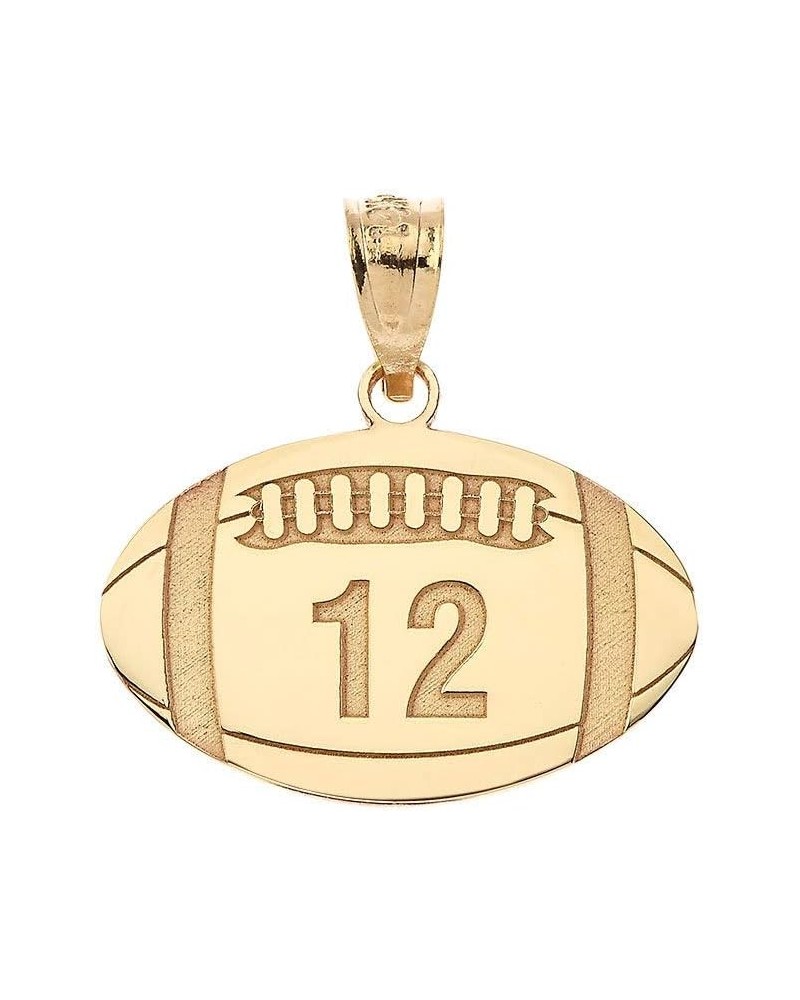 10K or 14K Yellow, White, or Rose Gold Sports Charm Customized Football Pendant with Your Name and Number - Choice of Metal C...