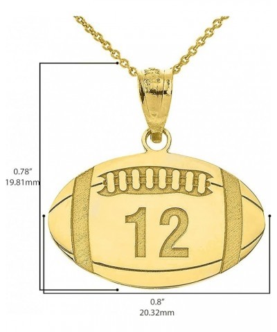 10K or 14K Yellow, White, or Rose Gold Sports Charm Customized Football Pendant with Your Name and Number - Choice of Metal C...