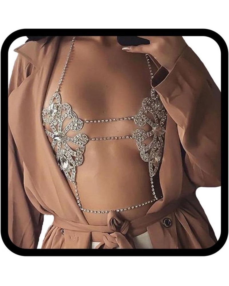 Rhinestone Body Chain Crystal Bra Bikini Chains Summer Beach Body Jewelry for Women and Girls Gold $13.23 Body Jewelry