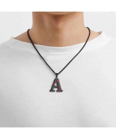 Baseball Initial Letter Necklace for Teen Boy, Stainless Steel Pendant Accessories Sport Charm Necklaces Personalized A-Z Let...