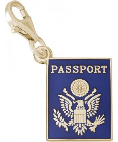 Passport Charm with Lobster Claw Clasp, Charms for Bracelets and Necklaces yellow gold plated silver $30.50 Bracelets