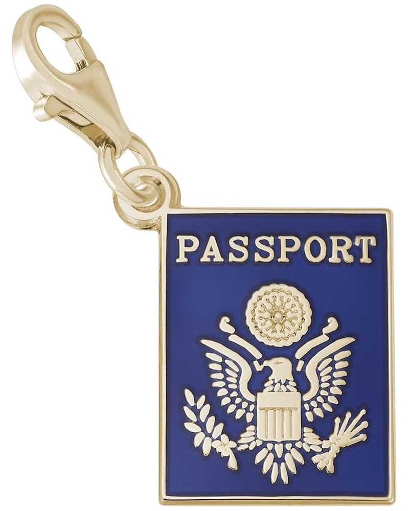 Passport Charm with Lobster Claw Clasp, Charms for Bracelets and Necklaces yellow gold plated silver $30.50 Bracelets