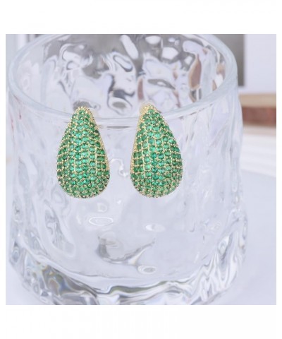 Rhinestone Teardrop Hoop Earrings for Women Girls Crystal Vintage Bohemian Drops Statement Fashion Gold Plated Chunky Earring...