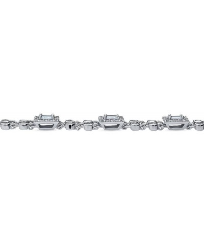 Sterling Silver Art Deco Cubic Zirconia CZ Chain Bracelet for Women, Rhodium Plated 7 inch $43.93 Bracelets