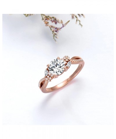 10k/14k/18k White Yellow Rose Gold Engagement Ring for Women, 1Carat Blossom Moissanite Engagement Ring for Her Free Engraved...