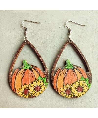 Funny Cute Halloween Cartoon Pumpkin Ghost Drop Dangle Earrings Handmade Lightweight Bat Witch Double-Sided Wooden Earrings f...