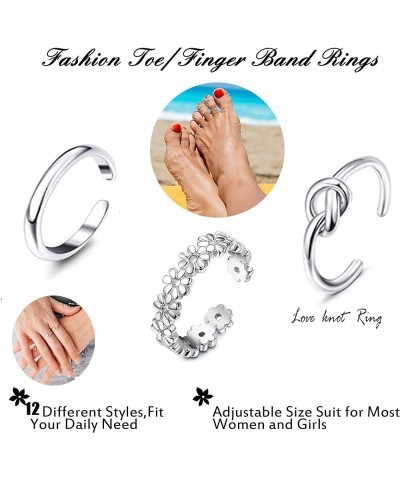 10 Pcs Open Toe Rings for Women Vintage Retro Wave Flower Celtic Knot Arrow Tail Band Toe Ring Adjustable A: silver-tone $8.5...