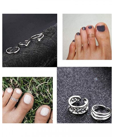 10 Pcs Open Toe Rings for Women Vintage Retro Wave Flower Celtic Knot Arrow Tail Band Toe Ring Adjustable A: silver-tone $8.5...