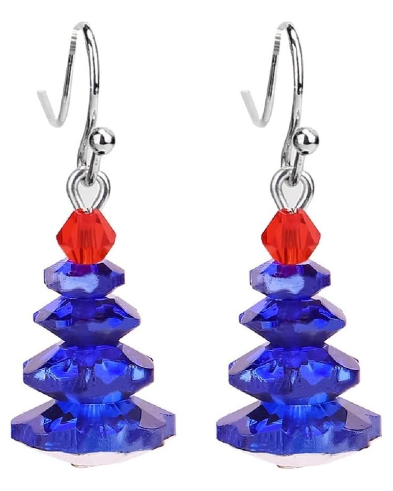 Christmas Earrings for Women Holiday Earrings Crystal Cristmas Tree Earrings Xmas Dangle Earrings Christmas Jewelry blue $5.5...