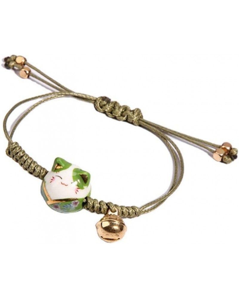 Lucky Cat Bracelet Adjustable Feng Shui Wealth Health Rich Cat Rope with Bell Bracelet Cute Cat String Braided Beads Bell Wri...