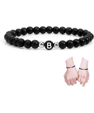 Initial Bracelets for Women Men Girls Couples, Black Onxy Letter A-Z Beads Bracelets for Women Bracelet-b $5.89 Bracelets