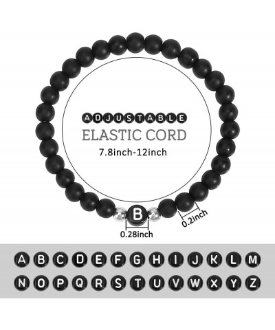 Initial Bracelets for Women Men Girls Couples, Black Onxy Letter A-Z Beads Bracelets for Women Bracelet-b $5.89 Bracelets