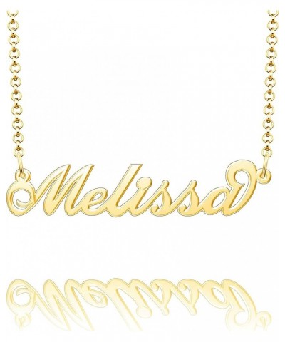 Sterling Silver Custom Name Necklace Melissa Personalized Nameplate Necklace 24k Gold Plated $11.88 Necklaces