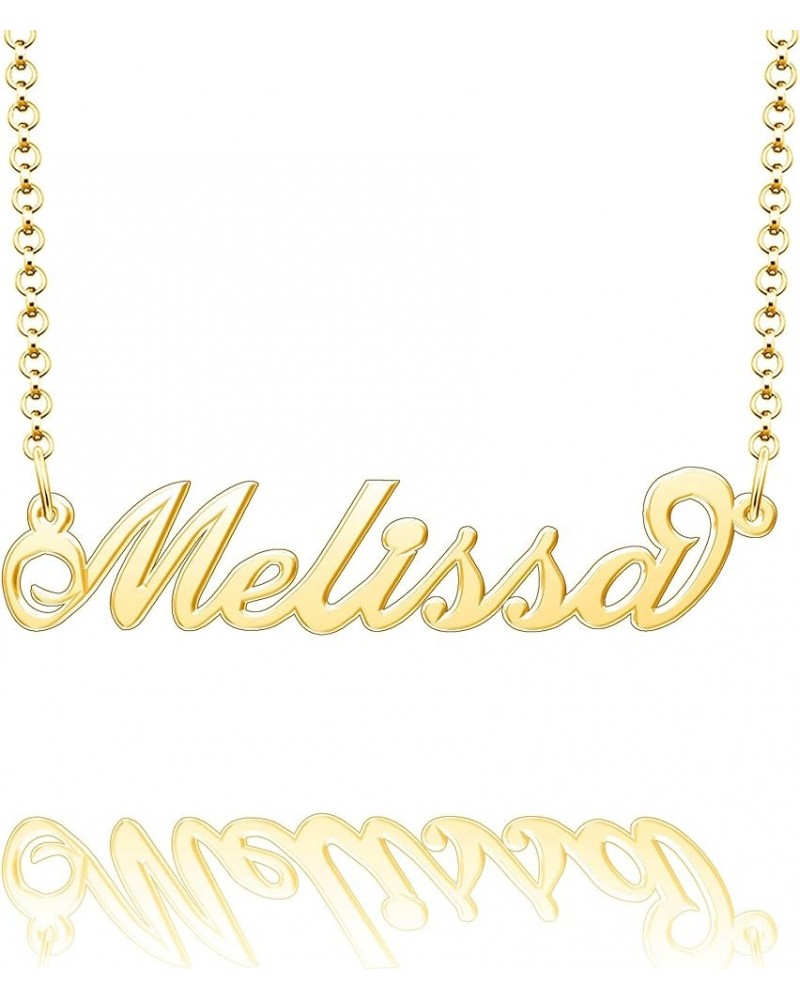 Sterling Silver Custom Name Necklace Melissa Personalized Nameplate Necklace 24k Gold Plated $11.88 Necklaces