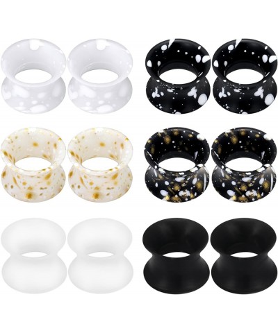 6G 4G 2G 0G 00G 12mm 14mm 16mm 18mm 20mm Ultra Thin Silicone Ear Gauges Plugs Tunnels Earrings Flexible Flesh Black White Tun...