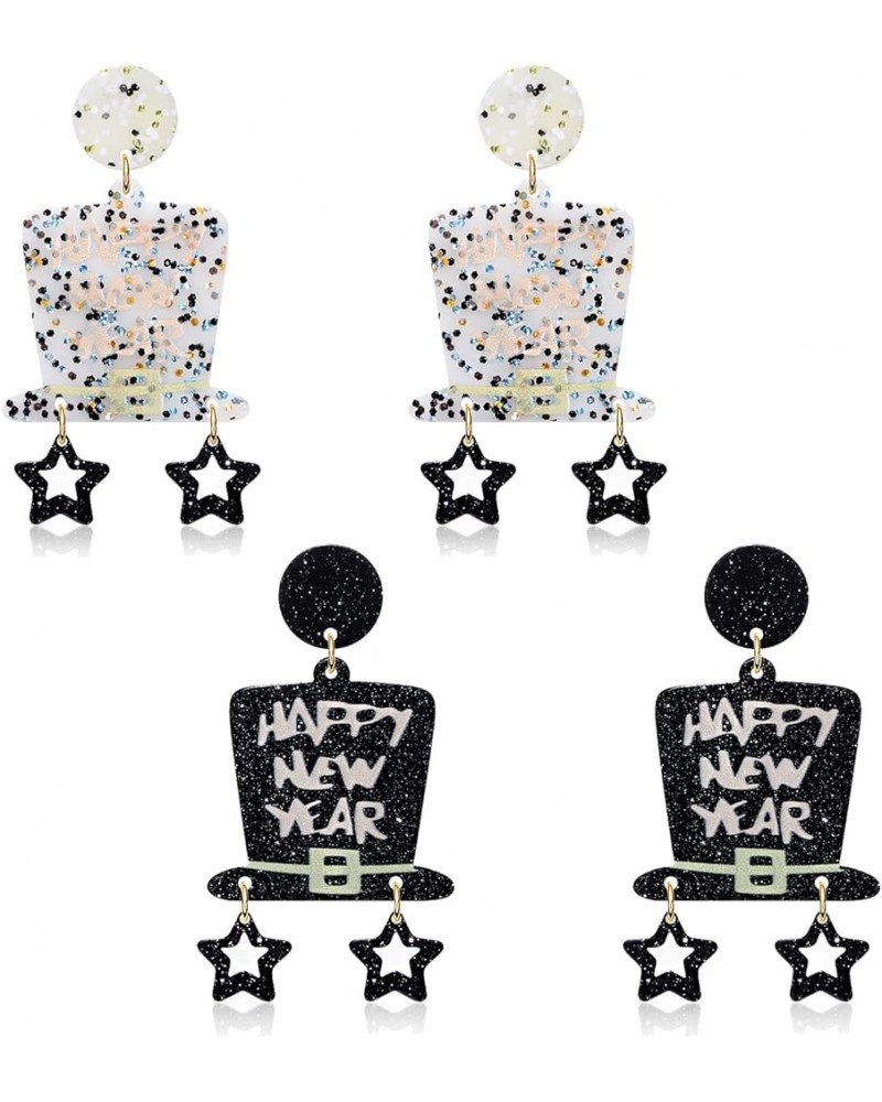 New Year Earrings Acrylic Champagne Flute Earrings Sparkling Letter NYE Dangle Earrings Holiday Earrings New Year's Eve Party...