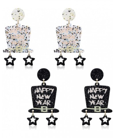 New Year Earrings Acrylic Champagne Flute Earrings Sparkling Letter NYE Dangle Earrings Holiday Earrings New Year's Eve Party...