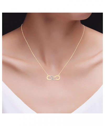 1/20 Carat Round Cut White Natural Diamond Two Tone Double Heart Infinity Loop Pendant Necklace Jewelry for Women In 14K Gold...