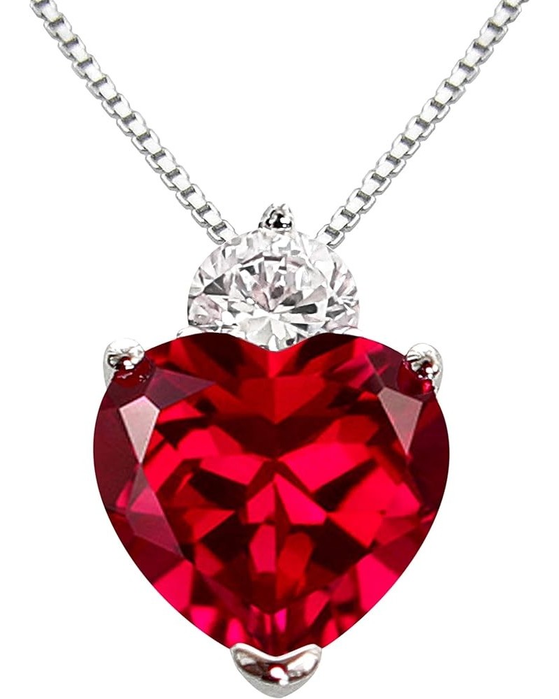 925 Sterling Silver 5.5ct Love Heart shaped Ruby Emerald Zirconia Pendant Necklace White Gold Plated Fashion Jewelry Gift 18 ...