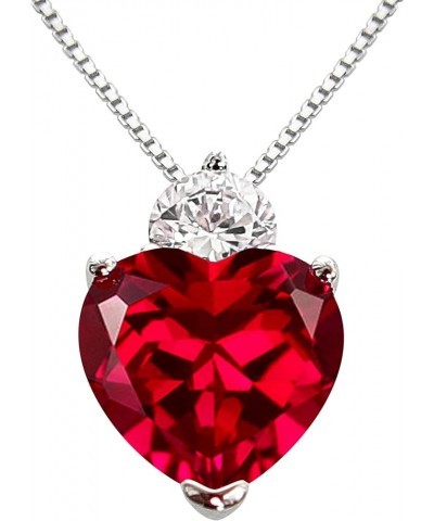 925 Sterling Silver 5.5ct Love Heart shaped Ruby Emerald Zirconia Pendant Necklace White Gold Plated Fashion Jewelry Gift 18 ...