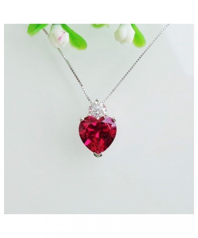 925 Sterling Silver 5.5ct Love Heart shaped Ruby Emerald Zirconia Pendant Necklace White Gold Plated Fashion Jewelry Gift 18 ...