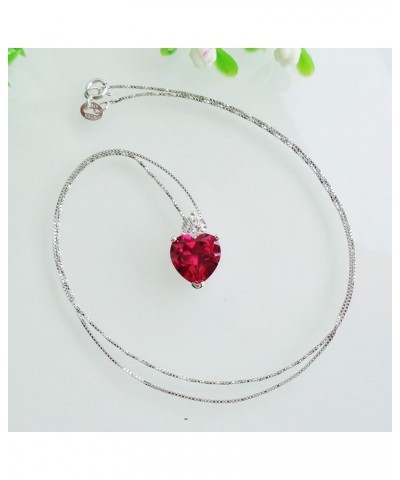 925 Sterling Silver 5.5ct Love Heart shaped Ruby Emerald Zirconia Pendant Necklace White Gold Plated Fashion Jewelry Gift 18 ...