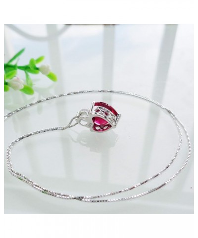 925 Sterling Silver 5.5ct Love Heart shaped Ruby Emerald Zirconia Pendant Necklace White Gold Plated Fashion Jewelry Gift 18 ...