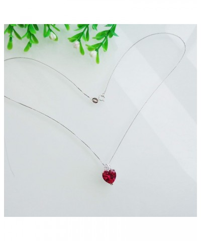 925 Sterling Silver 5.5ct Love Heart shaped Ruby Emerald Zirconia Pendant Necklace White Gold Plated Fashion Jewelry Gift 18 ...