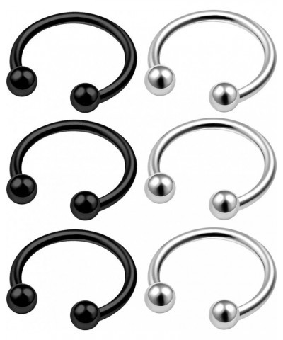 6Pcs Surgical Steel Black Anodized horseshoe earring Piercing Jewelry Tragus Eyebrow Lip Rook Cartilage 3mm Ball More Choices...