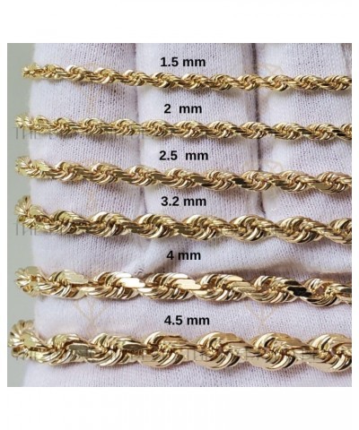 10k REAL Yellow Gold 3.2mm Shiny Hollow Rope Chain Necklace for Pendants and Charms with Lobster-Claw Clasp (7",8", 16", 18" ...