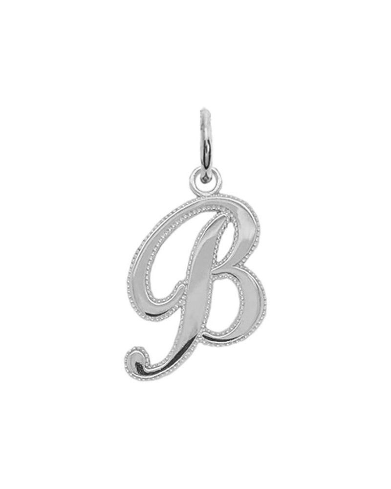 Solid 10k White Gold Personalized Initial Letter Pendant, Cursive-Style A-Z Initial Pendant for Women and Men, White Gold Let...