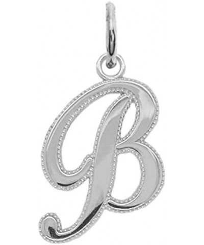 Solid 10k White Gold Personalized Initial Letter Pendant, Cursive-Style A-Z Initial Pendant for Women and Men, White Gold Let...