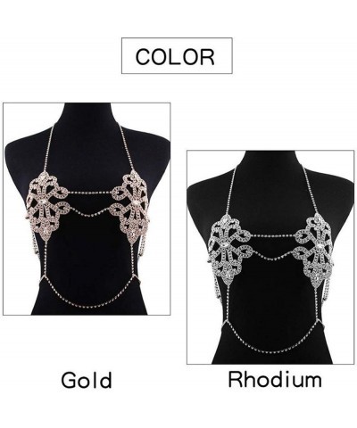 Rhinestone Body Chain Crystal Bra Bikini Chains Summer Beach Body Jewelry for Women and Girls Gold $13.23 Body Jewelry