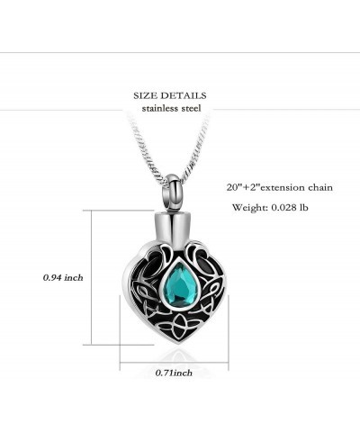 Heart Urn Necklace for Ashes Birthstone Locket Pendant Memorial Keepsake Cremation Jewelry for Women/Men Green $9.04 Necklaces