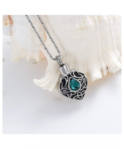 Heart Urn Necklace for Ashes Birthstone Locket Pendant Memorial Keepsake Cremation Jewelry for Women/Men Green $9.04 Necklaces