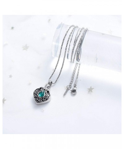 Heart Urn Necklace for Ashes Birthstone Locket Pendant Memorial Keepsake Cremation Jewelry for Women/Men Green $9.04 Necklaces