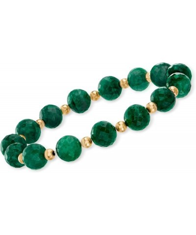 90.00 ct. t.w. Gemstone Bead Stretch Bracelet with 14kt Yellow Gold Emerald 8.0 Inches $90.00 Bracelets