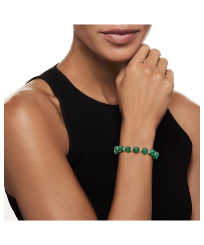 90.00 ct. t.w. Gemstone Bead Stretch Bracelet with 14kt Yellow Gold Emerald 8.0 Inches $90.00 Bracelets